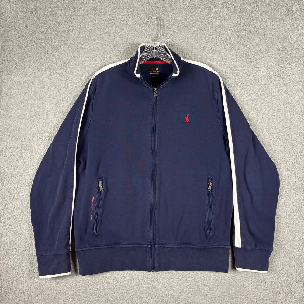 Polo Ralph Lauren Performance Jacket Men's Large Navy Blue Track Long Sleeve